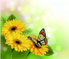 Фреска Цветы и бабочка