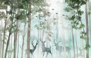 Фреска Олени в лесу