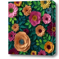 Картина 3d стереоскопические яркие цветы
