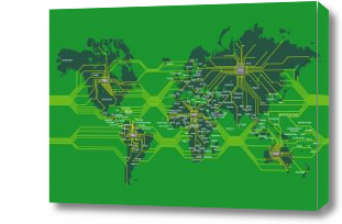 Картина Карта мира в зеленом цвете 3д