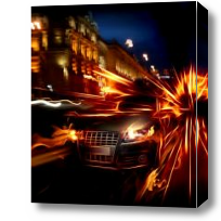 Картина 3д машина, ночной город