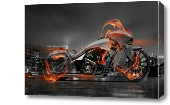 Картина Огненный мотоцикл в ночном городе