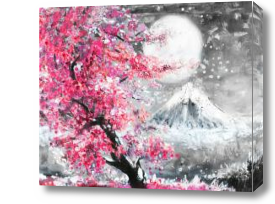 Картина цветущая сакура в Японии