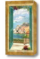 Картина окно с видом на морской городок