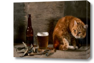 Картина Кот и пиво